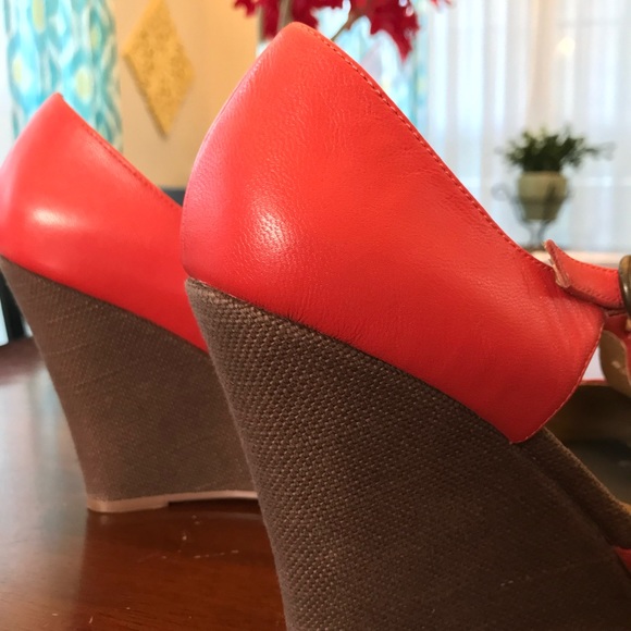 Pink Studio Orange Wedge Sandals - Picture 9 of 11